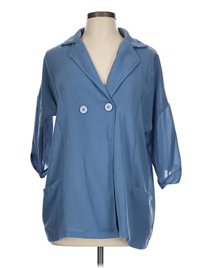 Pre-owned Assorted Brands 3/4 Sleeve Button Down Shirt In Blue