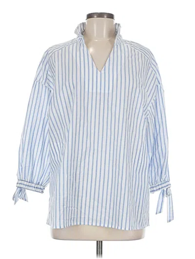 Pre-owned Assorted Brands 3/4 Sleeve Button Down Shirt In Blue
