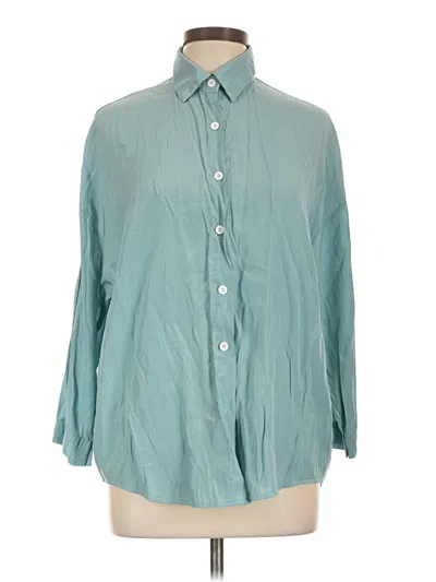 Pre-owned Assorted Brands 3/4 Sleeve Button Down Shirt In Blue