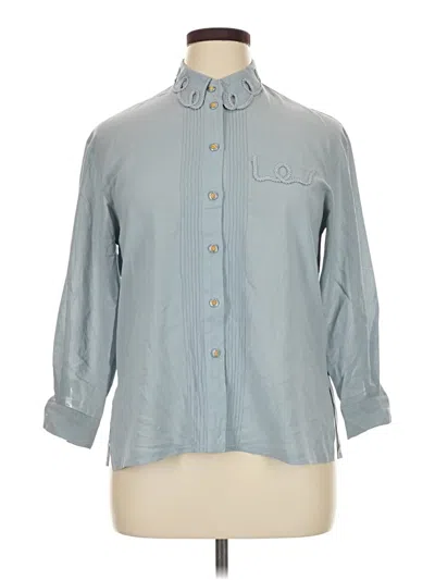 Pre-owned Assorted Brands 3/4 Sleeve Button Down Shirt In Blue