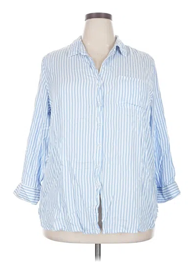 Pre-owned Assorted Brands 3/4 Sleeve Button Down Shirt In Blue