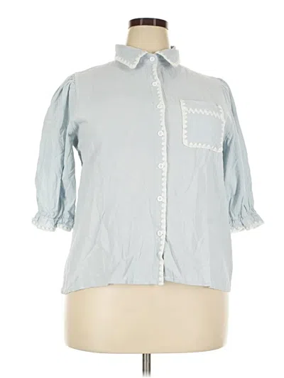 Pre-owned Assorted Brands 3/4 Sleeve Button Down Shirt In Blue