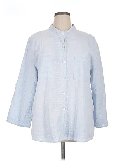 Pre-owned Assorted Brands 3/4 Sleeve Button Down Shirt In Blue