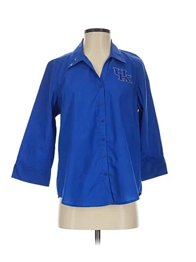 Pre-owned Assorted Brands 3/4 Sleeve Button Down Shirt In Blue