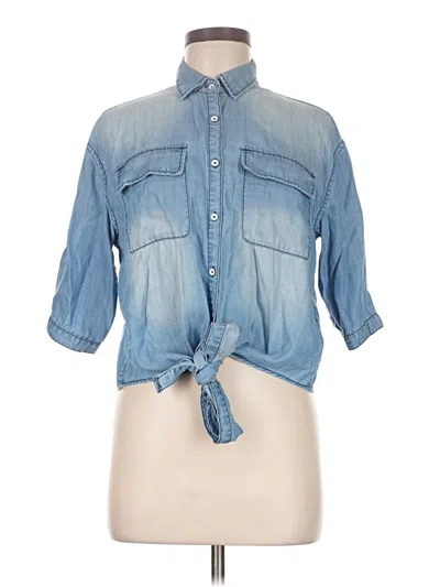 Pre-owned Assorted Brands 3/4 Sleeve Button Down Shirt In Blue