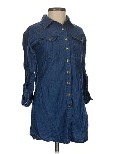 Pre-owned Assorted Brands 3/4 Sleeve Button Down Shirt In Blue