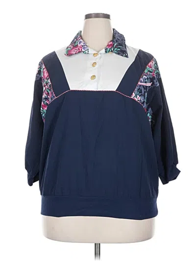 Pre-owned Assorted Brands 3/4 Sleeve Button Down Shirt In Blue