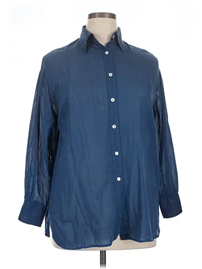 Pre-owned Assorted Brands 3/4 Sleeve Button Down Shirt In Blue