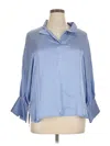 Assorted Brands 3/4 Sleeve Button Down Shirt In Blue