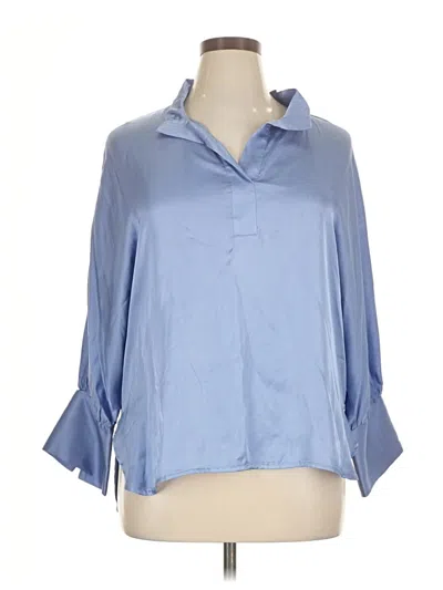 Assorted Brands 3/4 Sleeve Button Down Shirt In Blue