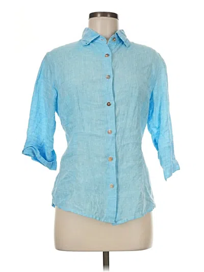 Pre-owned Assorted Brands 3/4 Sleeve Button Down Shirt In Blue