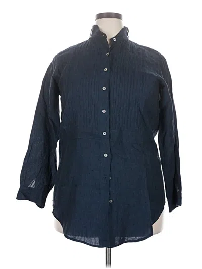 Pre-owned Assorted Brands 3/4 Sleeve Button Down Shirt In Blue