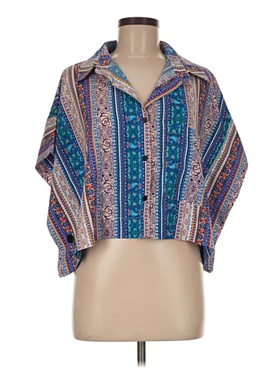 Pre-owned Assorted Brands 3/4 Sleeve Button Down Shirt In Blue