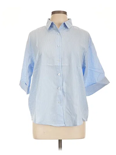 Pre-owned Assorted Brands 3/4 Sleeve Button Down Shirt In Blue