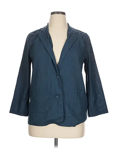 Pre-owned Assorted Brands 3/4 Sleeve Button Down Shirt In Blue