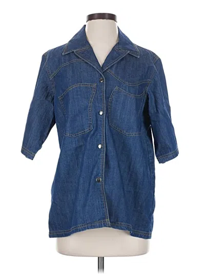 Pre-owned Assorted Brands 3/4 Sleeve Button Down Shirt In Blue