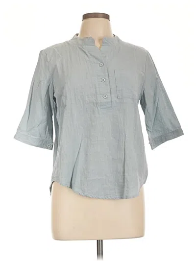 Pre-owned Assorted Brands 3/4 Sleeve Button Down Shirt In Blue