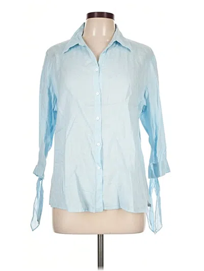 Pre-owned Assorted Brands 3/4 Sleeve Button Down Shirt In Blue