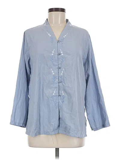 Pre-owned Assorted Brands 3/4 Sleeve Button Down Shirt In Blue
