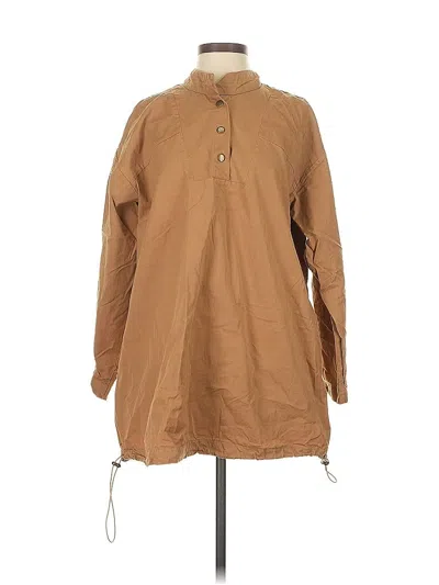 Pre-owned Assorted Brands 3/4 Sleeve Button Down Shirt In Brown