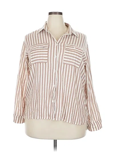 Pre-owned Assorted Brands 3/4 Sleeve Button Down Shirt In Brown