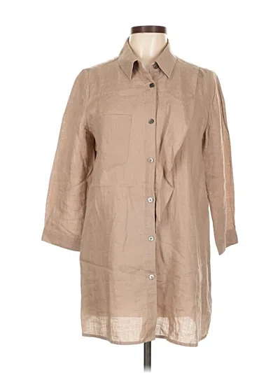 Pre-owned Assorted Brands 3/4 Sleeve Button Down Shirt In Brown