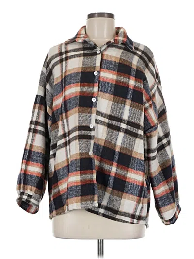 Pre-owned Assorted Brands 3/4 Sleeve Button Down Shirt In Brown