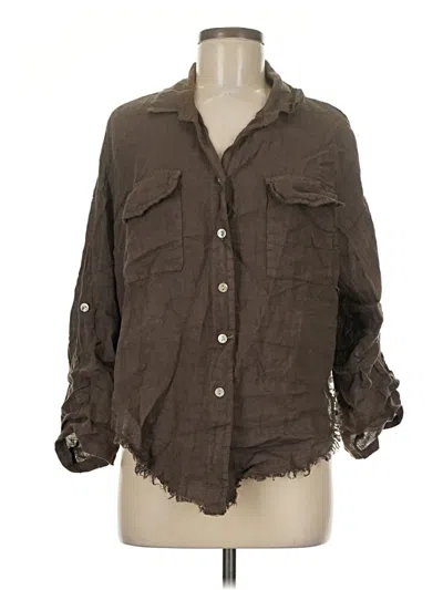 Pre-owned Assorted Brands 3/4 Sleeve Button Down Shirt In Brown