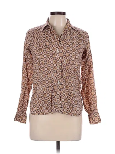 Pre-owned Assorted Brands 3/4 Sleeve Button Down Shirt In Brown