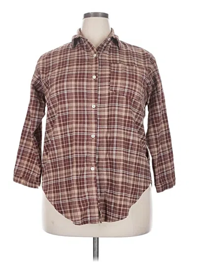 Pre-owned Assorted Brands 3/4 Sleeve Button Down Shirt In Brown
