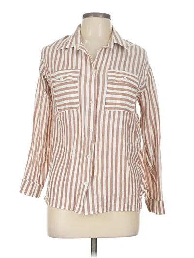 Pre-owned Assorted Brands 3/4 Sleeve Button Down Shirt In Brown