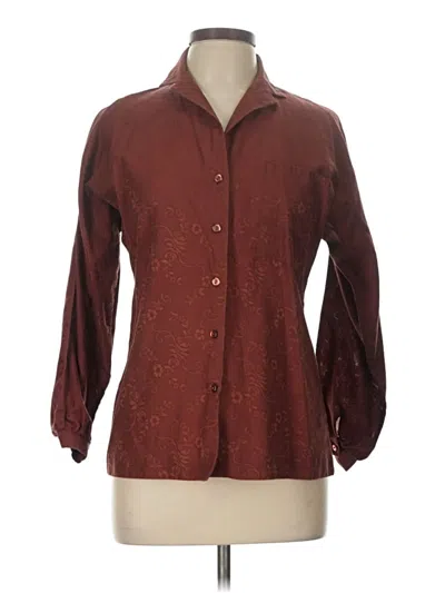 Pre-owned Assorted Brands 3/4 Sleeve Button Down Shirt In Brown