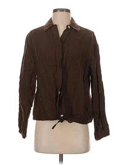 Pre-owned Assorted Brands 3/4 Sleeve Button Down Shirt In Brown