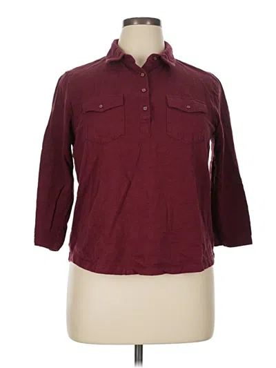 Pre-owned Assorted Brands 3/4 Sleeve Button Down Shirt In Burgundy