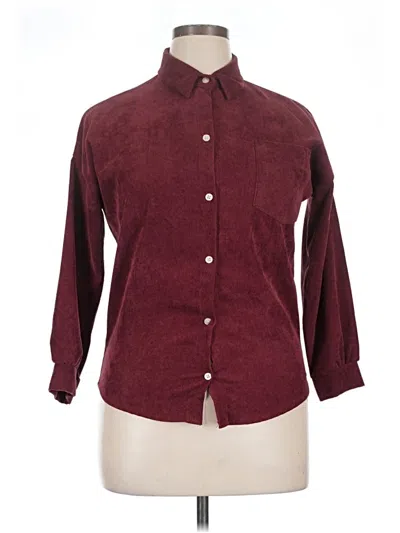 Pre-owned Assorted Brands 3/4 Sleeve Button Down Shirt In Burgundy
