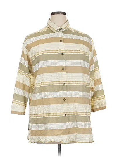 Pre-owned Assorted Brands 3/4 Sleeve Button Down Shirt In Gold