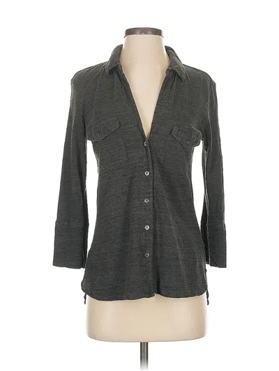 Pre-owned Assorted Brands 3/4 Sleeve Button Down Shirt In Gray