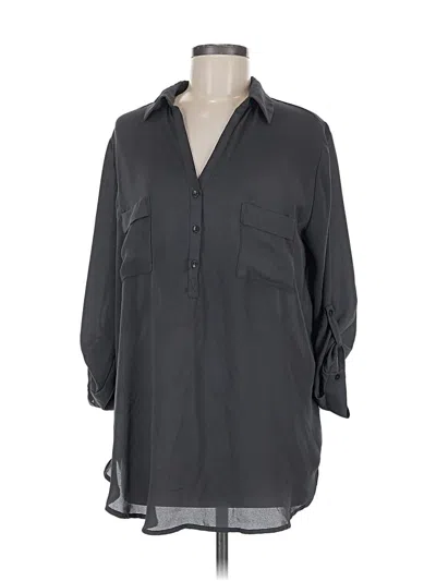 Pre-owned Assorted Brands 3/4 Sleeve Button Down Shirt In Gray