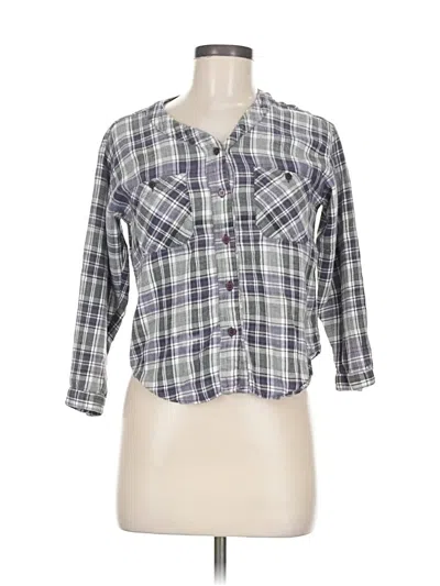 Pre-owned Assorted Brands 3/4 Sleeve Button Down Shirt In Gray