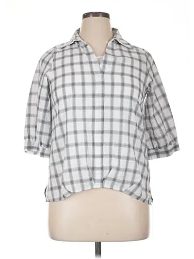 Pre-owned Assorted Brands 3/4 Sleeve Button Down Shirt In Gray