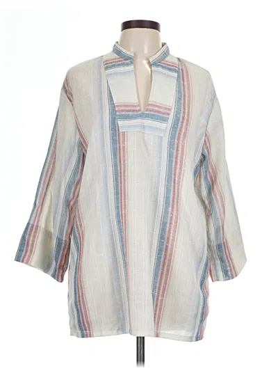 Pre-owned Assorted Brands 3/4 Sleeve Button Down Shirt In Gray