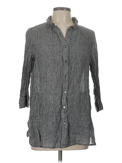 Pre-owned Assorted Brands 3/4 Sleeve Button Down Shirt In Gray