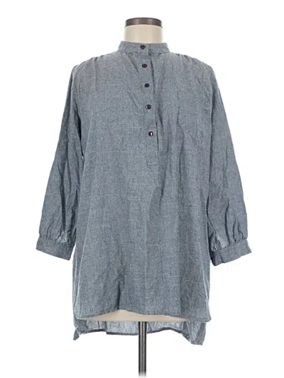 Pre-owned Assorted Brands 3/4 Sleeve Button Down Shirt In Gray