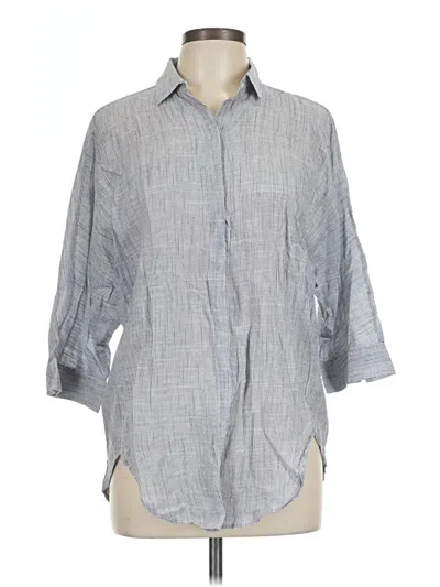 Pre-owned Assorted Brands 3/4 Sleeve Button Down Shirt In Gray
