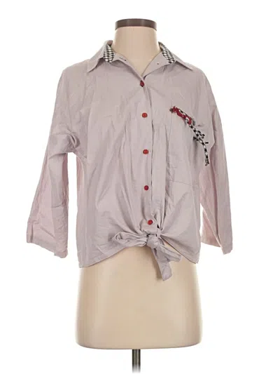 Pre-owned Assorted Brands 3/4 Sleeve Button Down Shirt In Gray