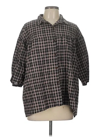 Pre-owned Assorted Brands 3/4 Sleeve Button Down Shirt In Gray