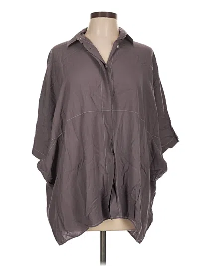 Pre-owned Assorted Brands 3/4 Sleeve Button Down Shirt In Gray
