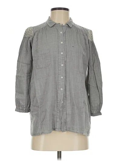 Pre-owned Assorted Brands 3/4 Sleeve Button Down Shirt In Gray