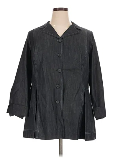 Pre-owned Assorted Brands 3/4 Sleeve Button Down Shirt In Gray