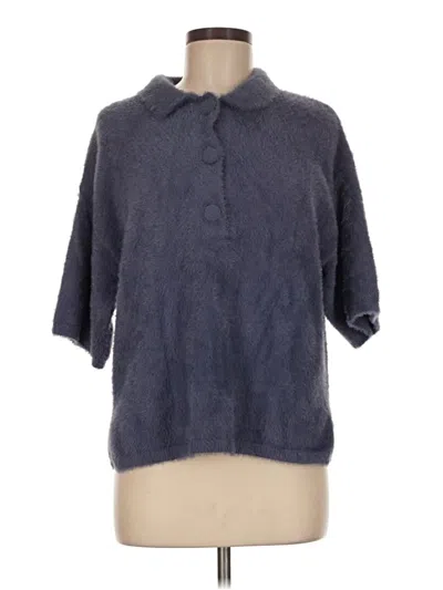 Pre-owned Assorted Brands 3/4 Sleeve Button Down Shirt In Gray
